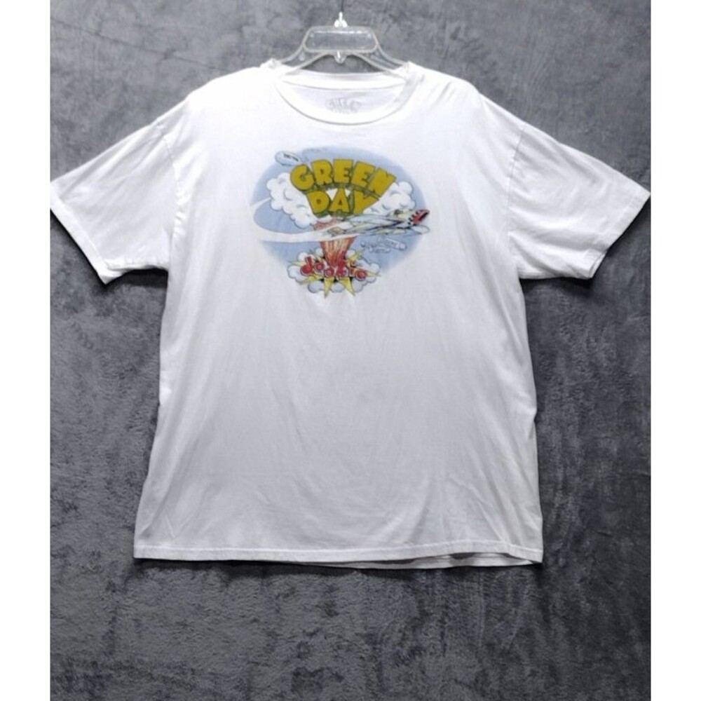 Green Day Unisex XL T-Shirt White Cotton Dookie Album Pullover Short Sleeve